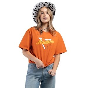 NWT Hype & Vice Burnt Orange University of Texas Austin Courtney Top Medium